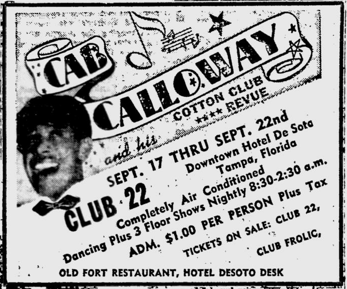 17 septembre 1951 : Cab Calloway au Club 22 de Tampa, Floride