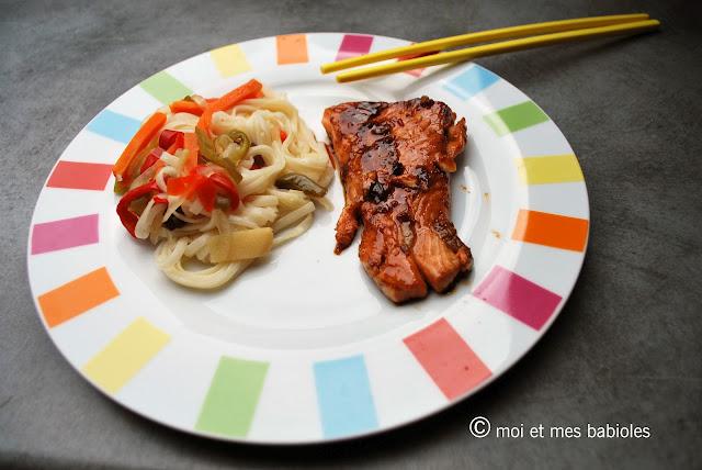 Saumon laqué et nouilles soba Saumon laqué et nouilles soba
