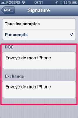 ios iphone ipad mail signatures 3 iPad   iPhone iOS 6 : comment créer des signatures individuelles chacun de vos comptes mails