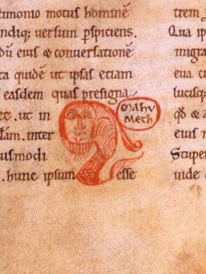 Mahomet caricaturé depuis le Moyen Âge Détail de la première version latine du Coran (1141-1143), un ouvrage conservé à la BnF.