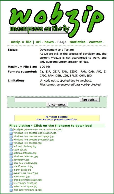 Wobzip, décompressez en ligne Wobzip, décompressez en ligne