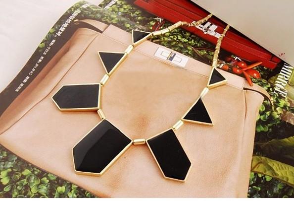 Fashion Black Geometric Shape Choker Bib Necklace Fashion Black Geometric Shape Choker Bib Necklace
