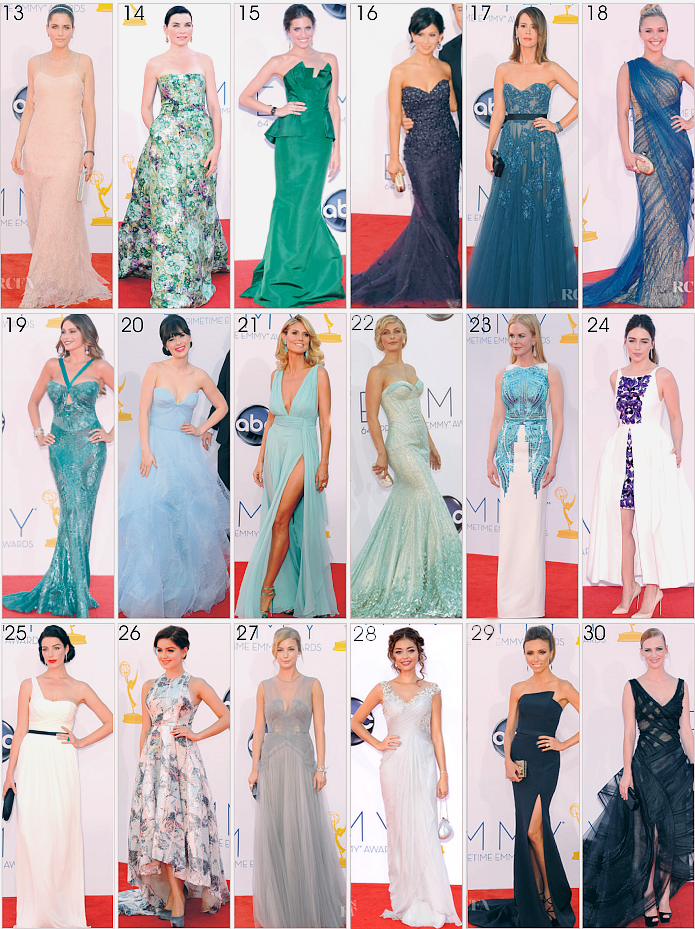 30 robes colorées aux Emmy Awards 2012, à vos votes !