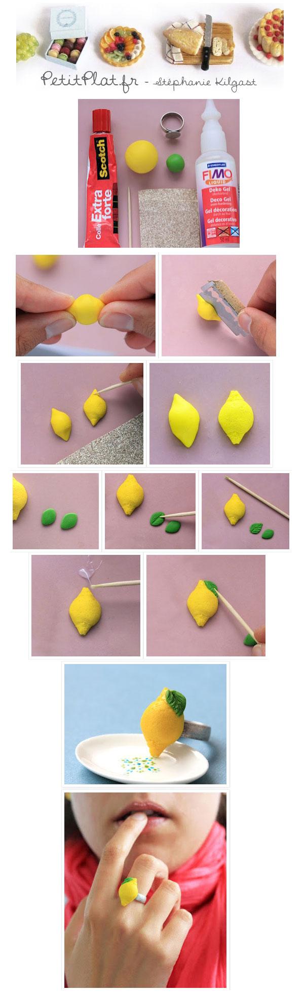 tuto bague citron fimo bijoux gourmands