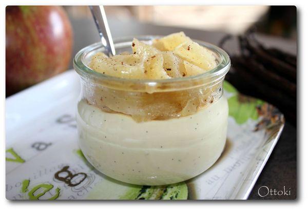 Panna cotta vanillée et petits dés de pommes caramélisés Cactus