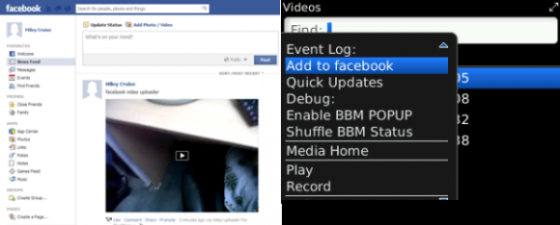 Vidéo Uploader for Facebook – Appli blackberry