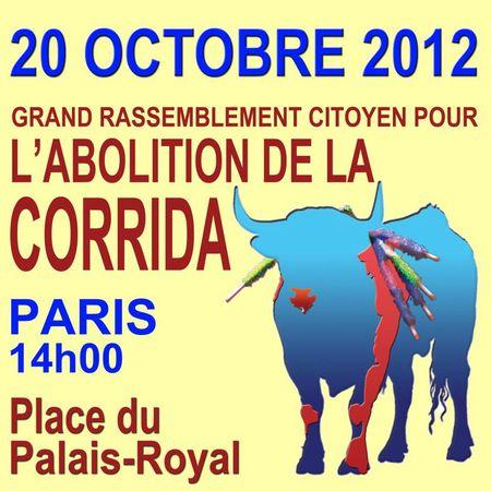 20 octobre, Paris, contre la corrida, ensemble citoyens ! rassemblement