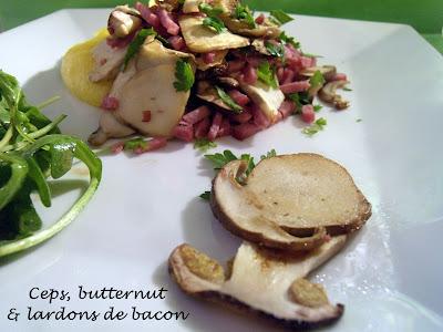 Assiette automnale : poêlée de cèpes & purée de butternut