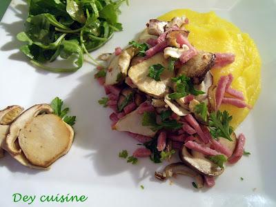 Assiette automnale : poêlée de cèpes & purée de butternut