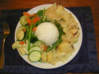 riz ,légumes et pommes de terre