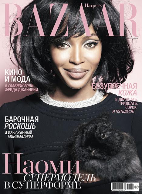 En novembre Naomi Campbell s'embourgeoise en Russie (couverture du Harper's Bazaar Russe) quand Halle Berry subsiste dans InStyle