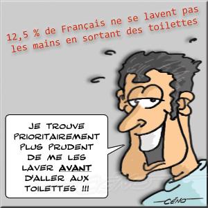 Céno Dessinateur - La Babole : 12,5% des Français ne se lavent pas les mains en sortant des toilettes Céno Dessinateur - La Babole : Sondage sur l'hygiène des Français