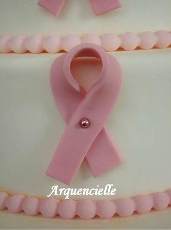 Gâteau octobre rose cancer du sein détail ruban october pink