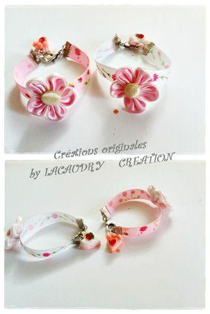 bracelets enfants romantique fleur de satin et gourmandise