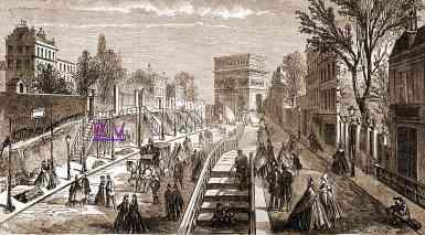 Embellisements de Paris : percement d'une avenue partant de l'Arc de Triomphe. arc de triomphe,passy,saint-cloud,haussmann,