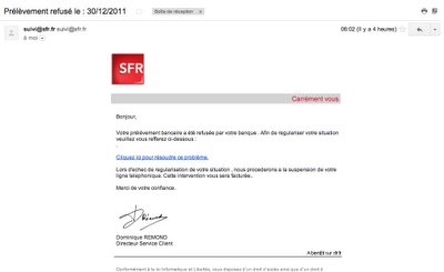 Arnaque, Spam et SFR