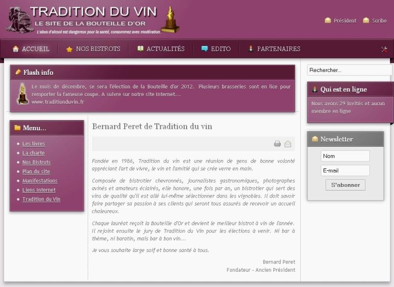 Site Internet de Tradition du vin