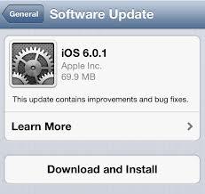 iOS6.0.1 iOS 6.0.1 débarque sur vos iDevices
