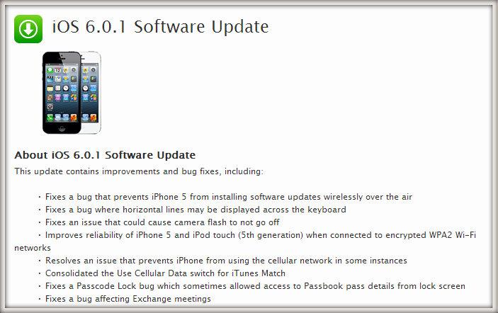 iOS 6.0.1 iOS 6.0.1