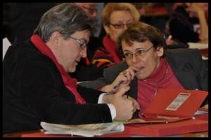 Martine Billard et Jean-Luc Mélenchon au congrès du PG en 2010 Motions, courants, fractions : la politique contre la politique