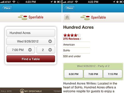 OpenTable in Foursquare OpenTable in Foursquare