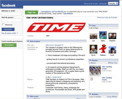 Les vélos et pédales Time sur Facebook !!!