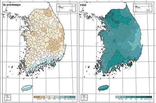 Jangma : les pluies de la mousson 계절(봄,여름)강수량