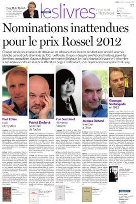 Cinq écrivains belges pour le prix Rossel 2012