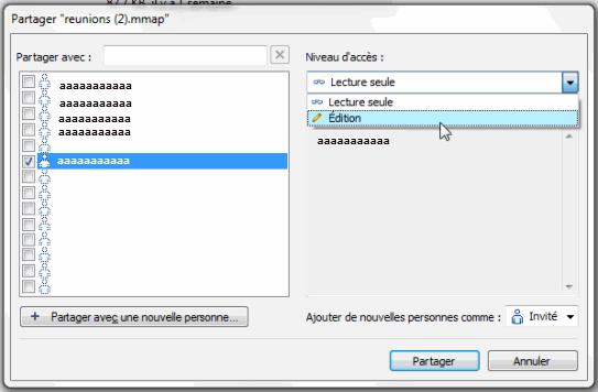 L'invitation au partage Partager et collaborer avec Mindjet Web !