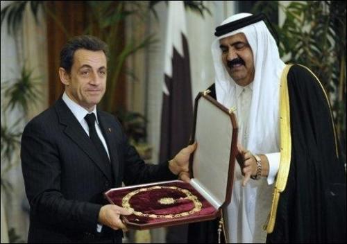 Nicolas Sarkozy et l'émir du Qatar, cheikh Hamad Ben Khalifa Al-Thani