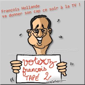 Céno Dessinateur - La Babole : 1ère conférence de presse TV pour François Hollande