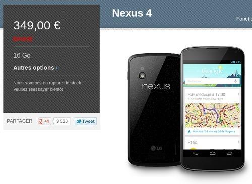 Deux fois moins cher qu'un iPhone 5, le Nexus 4 est en rupture de stock...