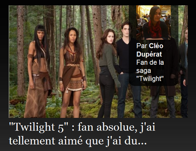 Erika de Twilight vef France interviewée pour le Nouvel Obs