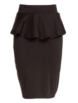 Black (Black) Cameo Rose Black Peplum Pencil Skirt | 264506501 | New Look