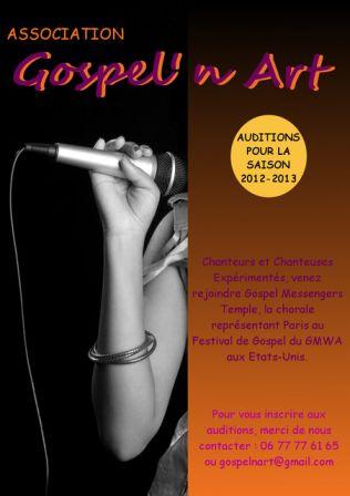 Auditions pour la chorale GOSPEL MESSENGERS TEMPLE