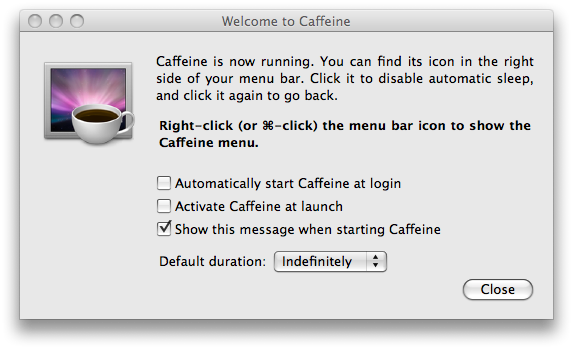 screen capture 1 Application Mac : Caffeine