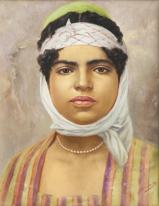 luis-anglada-pinto-portrait-une-orientale- Aquarellistes espagnols d’hier – Partie 3 Luis Anglada-Pinto, Gustavo Bacarisas y Podesta, Juan Belda Morales, José Benlliure Gil, José Benlliure Ortiz, Mariano Bertuchi Nieto, Gonzalo Bilbao Martinez, José de Cala Y Moya