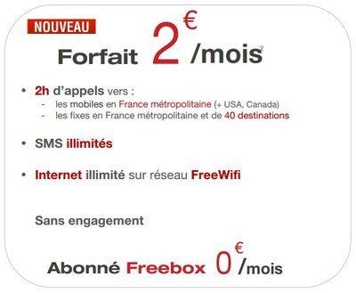 free mobile forfait a 2 euros Free mobile enrichit son forfait à 2€  free mobile free 