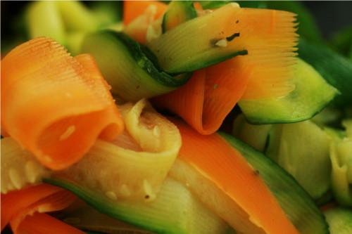 légumes coupés en lamelles