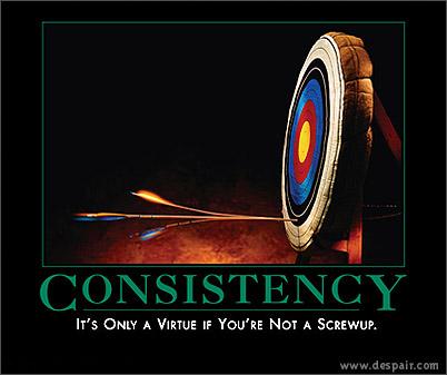 consistency : it's only a virtue if you're not a screwup consistency : it's only a virtue if you're not a screwup