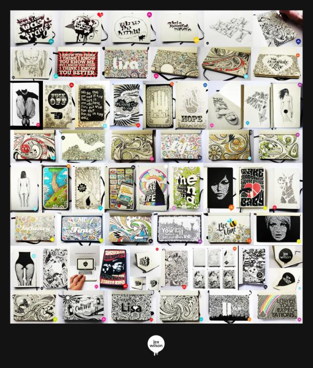 21 Moleskine book collage by Lex Wilson on charliestine.net