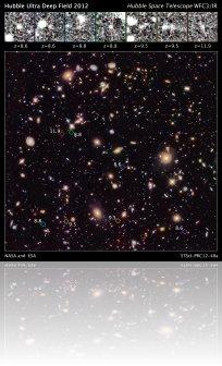 L'image de l'observation dans l'infrarouge des 7 galaxies lointaines découvertes par le télescope Hubble Crédit : Nasa/ESA/Caltech