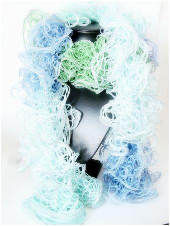 Ma farandole d'écharpes pour NOEL echarpe bleu lavande vert et argent