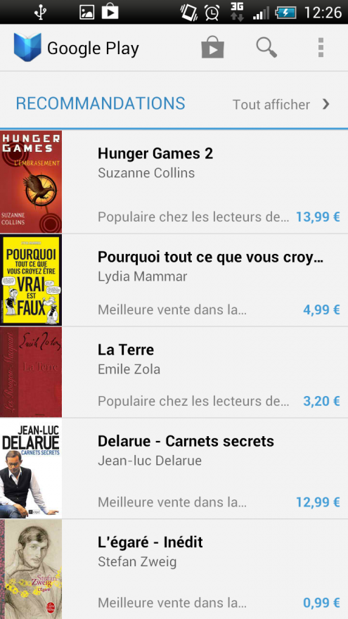 Google Play Books - mise à jour qui donne de la voix et autres fonctionnalités