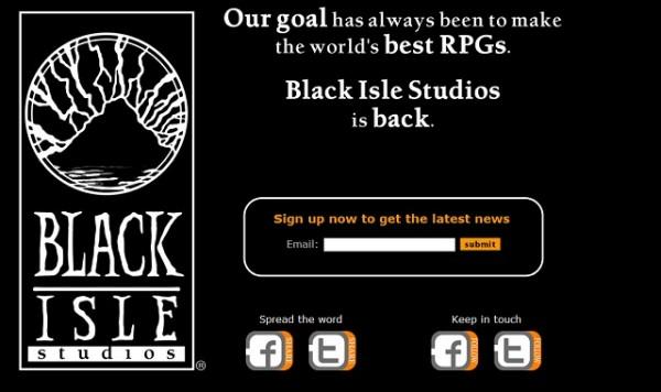 Black Isle Studio : le mystère s’épaissit Sur la première page du site, un message qui prête à confusion.