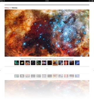 Une des galeries d'images du livre interactif Hubble Space Telescope Discoveries. Crédit : STScI & NASA