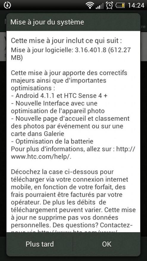 HTC - Cadeau de Noël HTC offre du 4.1.1 avec Sense 4+ pour son One S