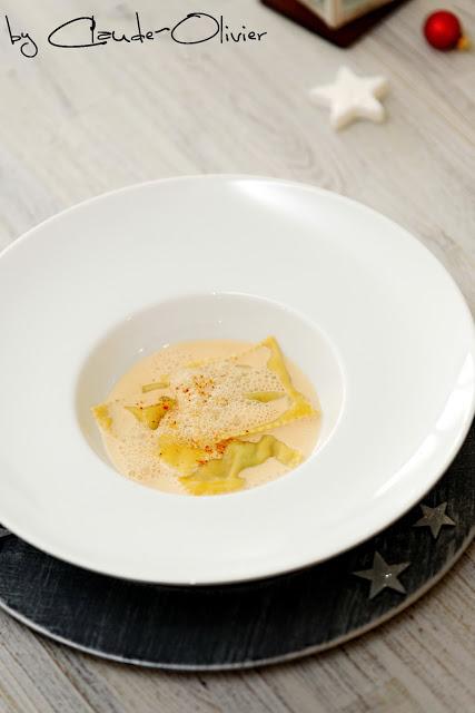 Ravioles de foie gras et crème Rooibos pour repas de fête...