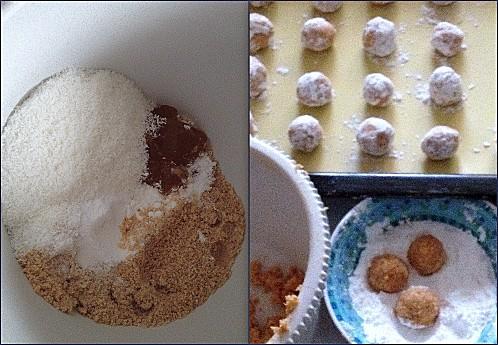 Bouchées aux cacahuètes et Noix de coco étape de la réalisation