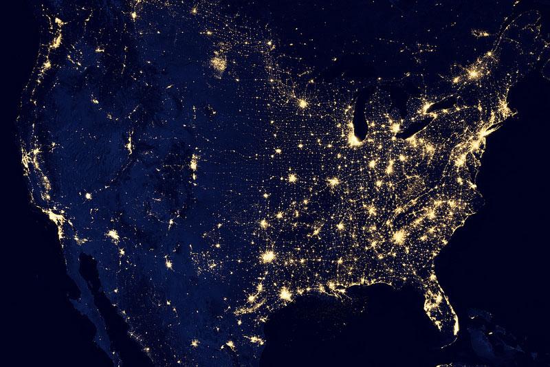 Images de nuit de la terre sur google map